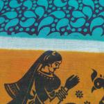 Women Blueish Cotton Fancy Saree with Designer Print & Stylish Look