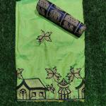 Women Light Green Cotton Fancy Saree with Soft Fabric for Daily Wear