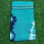 Women Dark Blue with Light Green Cotton Fancy Saree with Floral Motifs & Soft Texture