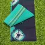 Women Dark Blue with Light Green Cotton Fancy Saree with Floral Motifs & Soft Texture