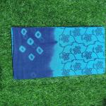 Women Indigo Blue Cotton Fancy Saree with Classic Print for Office Wear