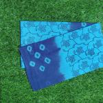 Women Indigo Blue Cotton Fancy Saree with Classic Print for Office Wear