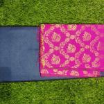 Women Dark Grey Cotton Fancy Saree with Minimal Print & Elegant Finish