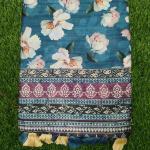 Women Light Blue Cotton Fancy Saree with Minimal Print & Elegant Finish