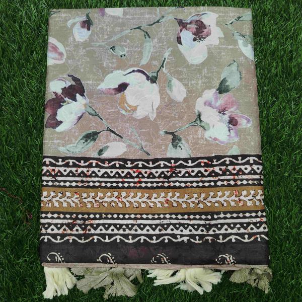 Women Cotton Fancy Saree with Modern Pattern & Flower Style